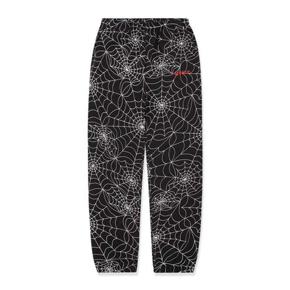 Sp5der Embroidered Black AOP Sweatpants