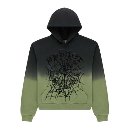 Sp5der Web Ombre Hoodie Black Green