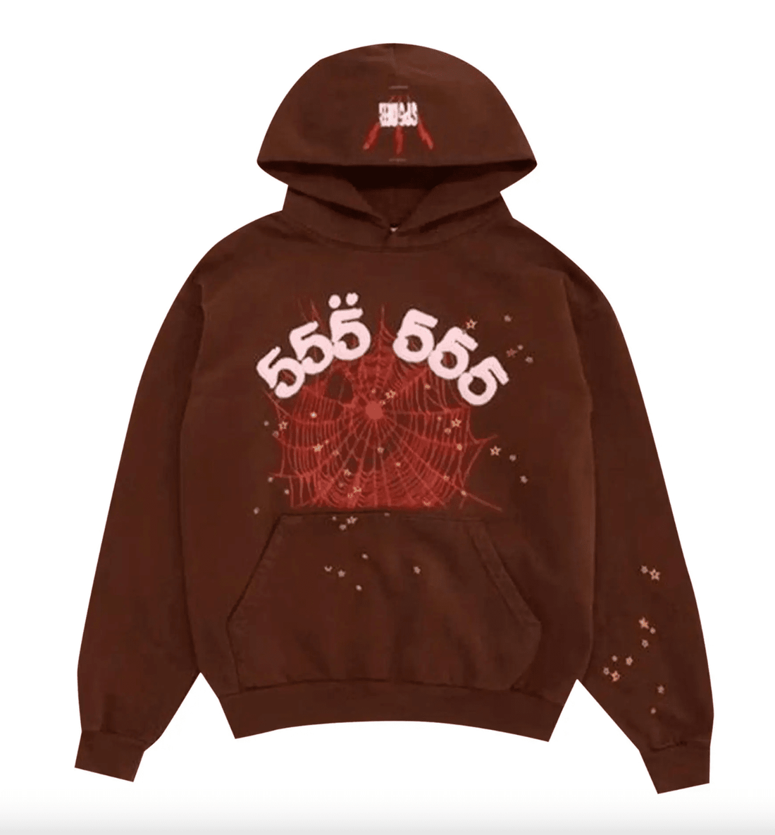 Sp5der Worldwide 555 Angel Hoodie Brown
