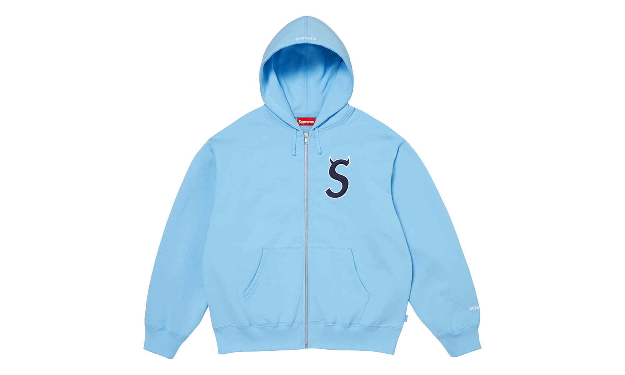 Devil S Logo Zip Up Hooded Sweatshirt "SS26- Light Blue" SU27310