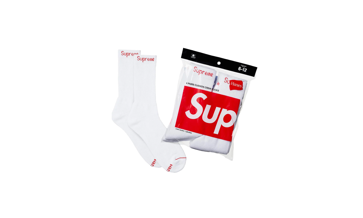 Hanes Crew Socks (4 Pack) "White" SU25398