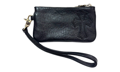 Wristlet Leather Cross Patch Wallet "Black" CHRM1098
